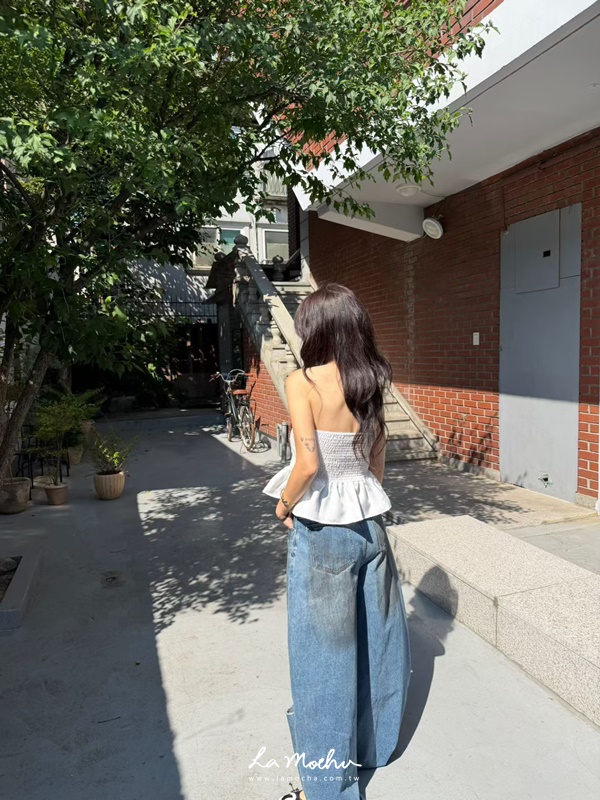 割破牛仔寬長褲(花花清單)